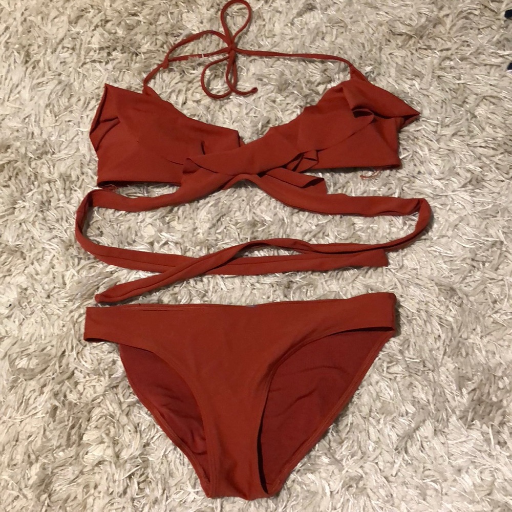 Orangish wrap bikini